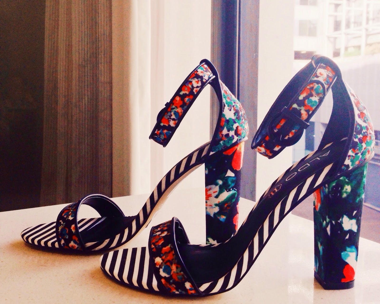 Real Life Nerd: New IN : Aldo Multi Floral Strappy Heels